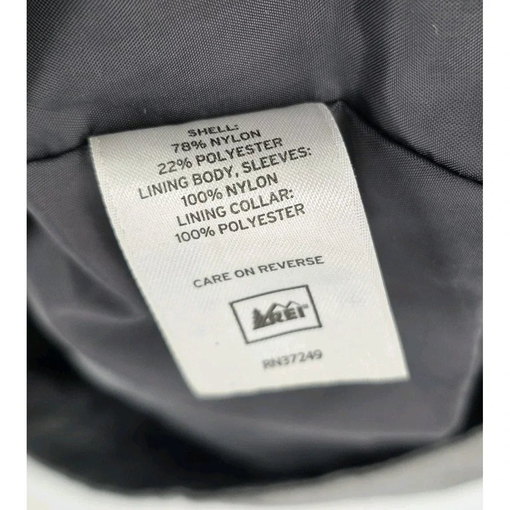 REI Co-op Hooded Rain Jacket Coat Removable Hood Water Repellent Gray Womens Med
